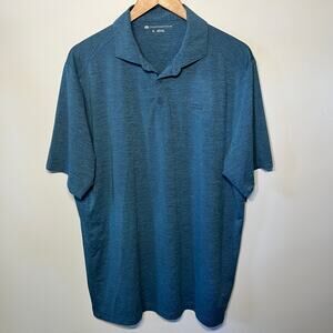 Travis Mathew Shirt Blue Heater Pro Polo Golf Sport Vacation Performance XL $110